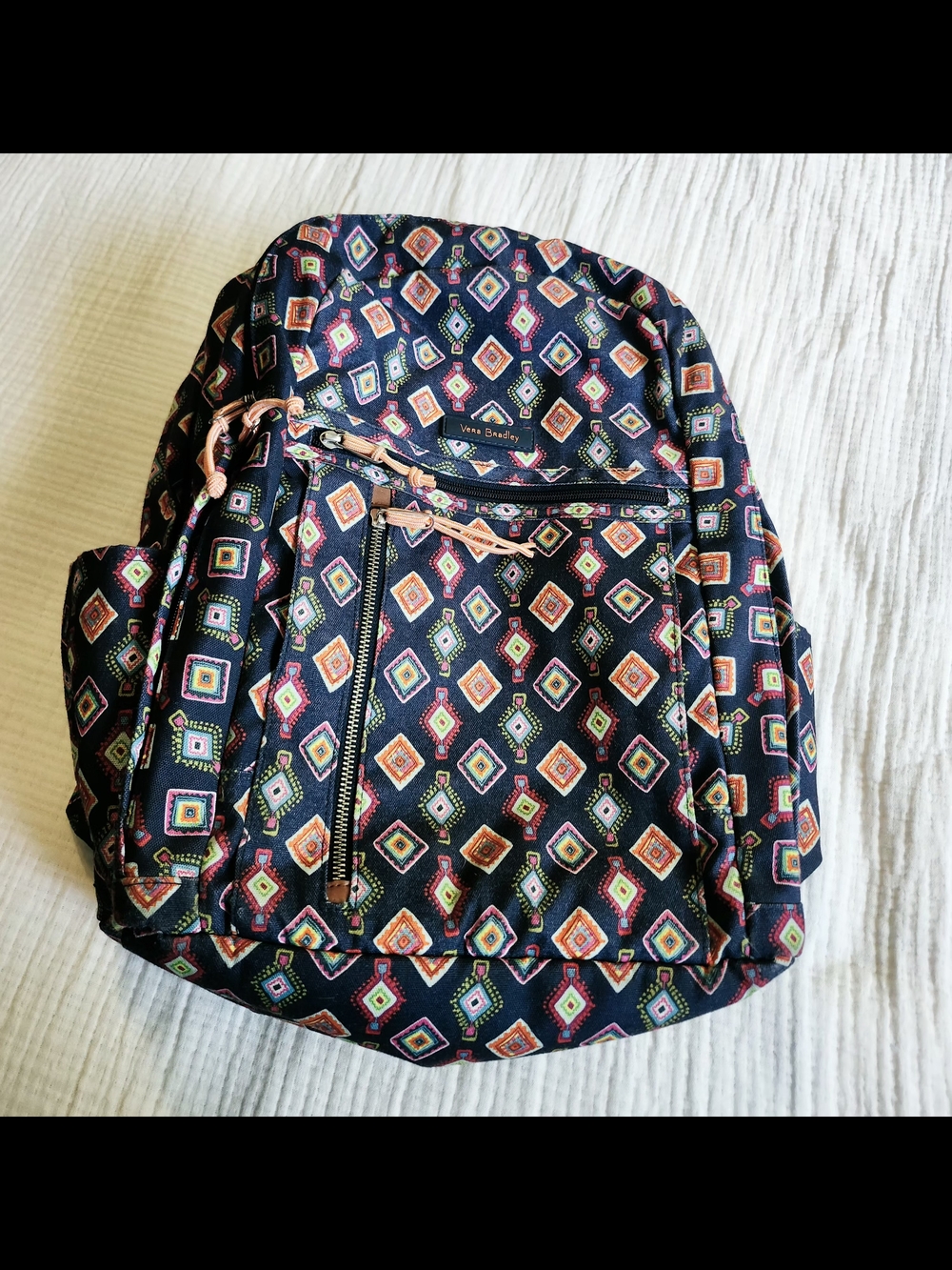 Vera Bradley Quilted Laptop Backpack - Multicolor Diamond Print - Picture 10 of 13